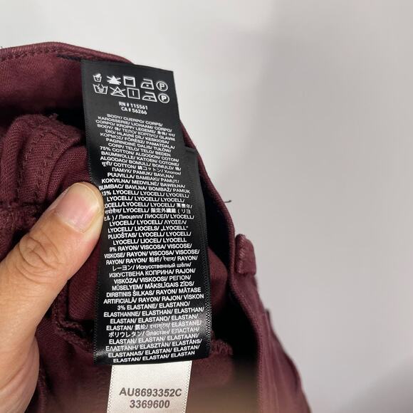 7 For All Mankind Womens 26 Red Burgundy High Waist Coated Ankle Skinny Jeans - Picture 11 of 12